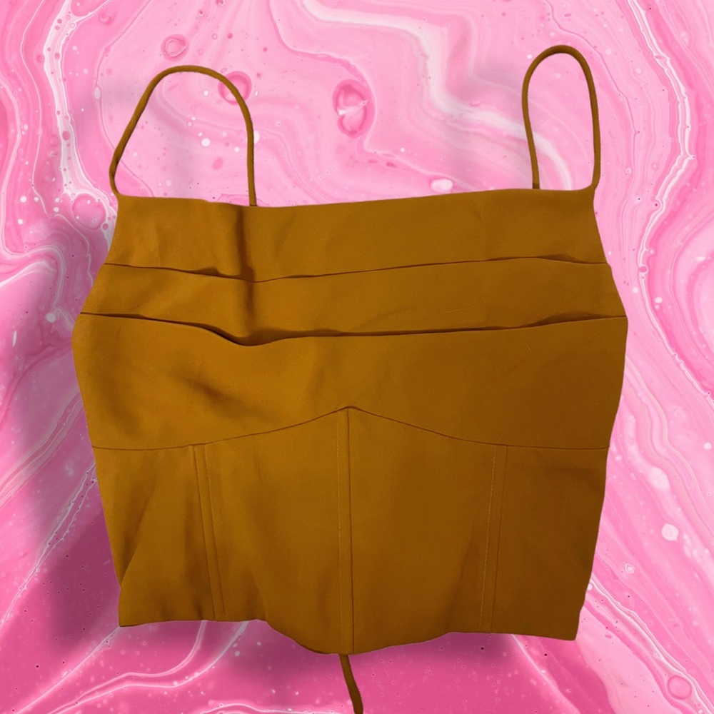 Current Mustard Lace Up Back Crop‎ Top